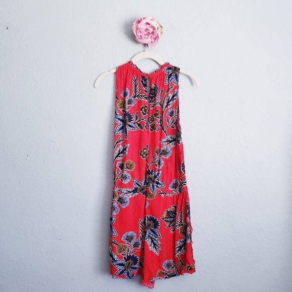 LOFT Red Floral Island Party Halter Romper - Picture 8 of 9